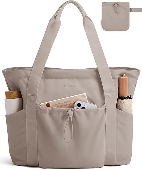 Foldable Tote Bag with Drawstring Bag, Tote Bag Shoulder Bag Top Handle Handbag for Travel, Work, Beach, Gym